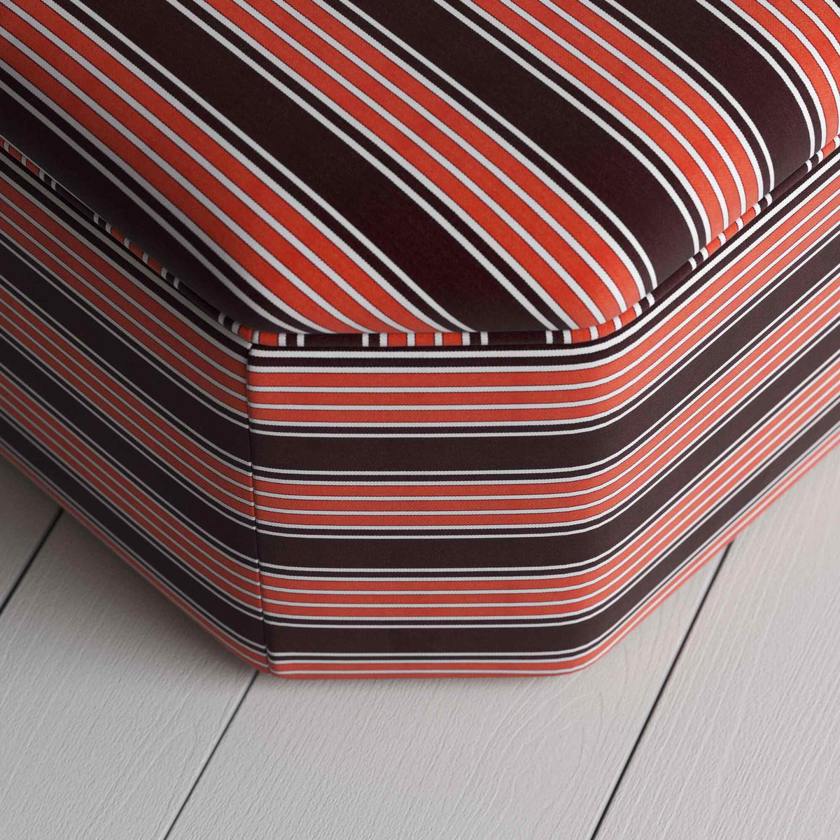 Top View of Ottoman in Regatta Cotton, Flame - Nicola Harding