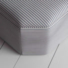 Design View from top of Ottoman in Ticking Cotton, Blue Brown - Nicola Harding
