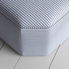 Top View Closeup of Ottoman in Ticking Cotton, Aqua Brown - By NiX