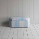 Front View of Ottoman in Square Deal Cotton, Blue Brown - By NiX