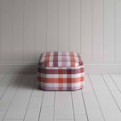 Side View of Storage Ottoman in Checkmate Cotton, Berry - NiX Studio