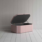 Hexagonal Storage Ottoman in Slow Lane Cotton Linen, Berry With Open Lid For Storage - Nicola Harding & Co.