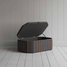 Storage Ottoman in Regatta Cotton, Charcoal With Open Lid For Storage - Nicola Harding