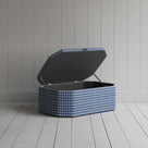 Hither Hexagonal Storage Ottoman in Well Plaid Cotton, Blue Brown With Open Lid for Storage - NiX By Nicola Harding & Co.