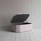 Stylish striped ottoman against white flooring. With Open Lid - NiX