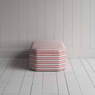 Side View of Hexagonal Storage Ottoman in Slow Lane Cotton Linen, Berry - Nicola Harding