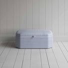 Front View of Storage Ottoman in Ticking Cotton, Aqua Brown - NiX Studio