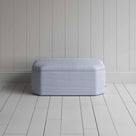 Front View of Ottoman in Ticking Cotton, Aqua Brown - NiX