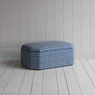 Hither Hexagonal Ottoman in Well Plaid Cotton, Blue Brown - Nicola Harding