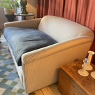 End-of-the-Line - Comfort Zone 3 Seater Sofa in Ticking Blue Brown Frame & Laidback Linen Midnight Seat