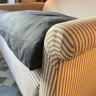 End-of-the-Line - Comfort Zone 3 Seater Sofa in Ticking Blue Brown Frame & Laidback Linen Midnight Seat