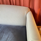 End-of-the-Line - Comfort Zone 3 Seater Sofa in Ticking Blue Brown Frame & Laidback Linen Midnight Seat