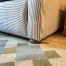 End-of-the-Line - Comfort Zone 3 Seater Sofa in Ticking Blue Brown Frame & Laidback Linen Midnight Seat