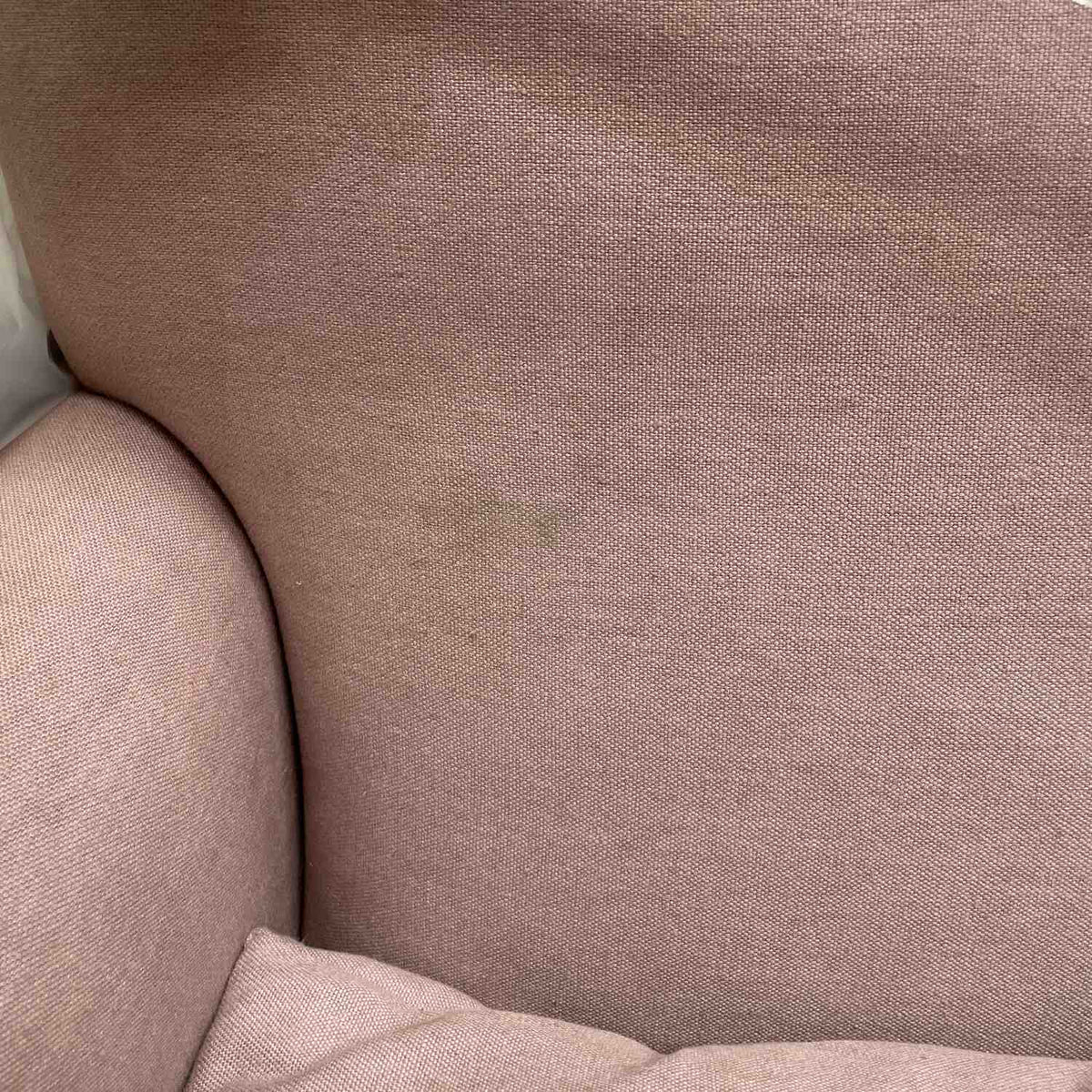 Arm and back detail of Idler armchair in Laidback Linen Heather by Nicola Harding & Co