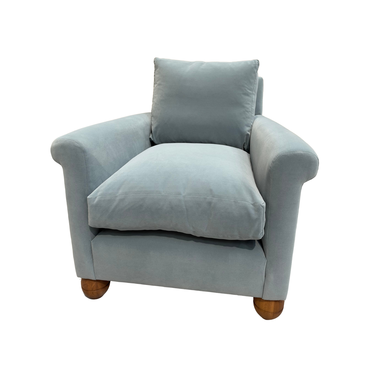 Idler Armchair in Intelligent Velvet Mineral (IV III / with Back Cushion)