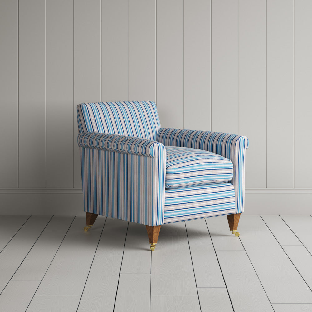  Idler Armchair in Slow Lane Cotton Linen, Blue - Nicola Harding 