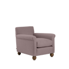 Idler armchair in Laidback Linen Heather with turned wood feet, handmade in the UK by Nicola Harding