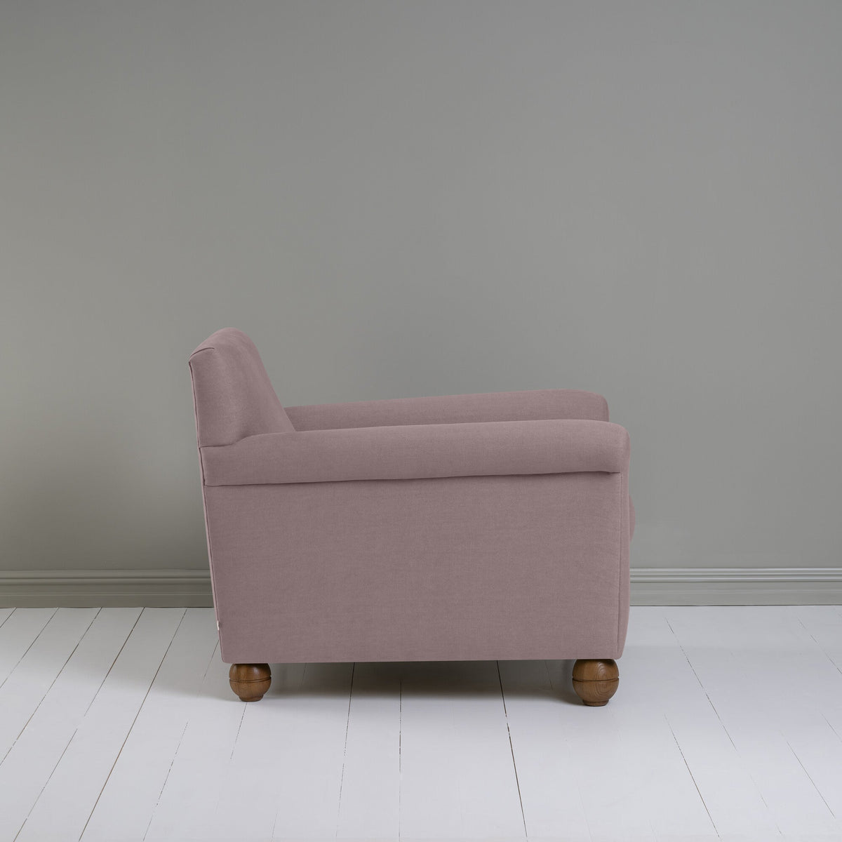 Idler Armchair in Laidback Linen Heather Side View - By NiX