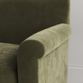 Arm detail of the Idler sofa in Caper Classic Corduroy.