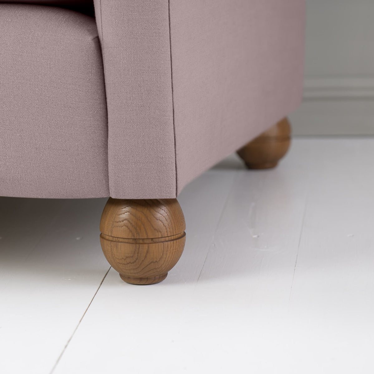 Idler Armchair in Laidback Linen Heather Fabric With Round Wooden Foot - By NiX