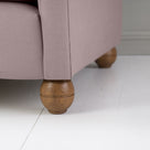 Idler Armchair in Laidback Linen Heather Fabric With Round Wooden Foot - By NiX