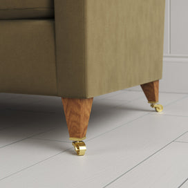 Tapered feet and castors on the Sepia velvet Idler seat by Nix.