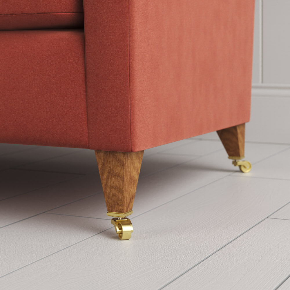  Tapered feet with castors on the Idler 3 Seater Sofa in Intelligent Velvet Sienna 