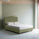 Cloud Nine Upholstered king size Bed in Intelligent Velvet Green Tea without Valance
