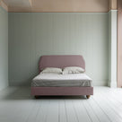 Dream Ticket Upholstered Bed in Laidback Linen Heather without Valance front view.