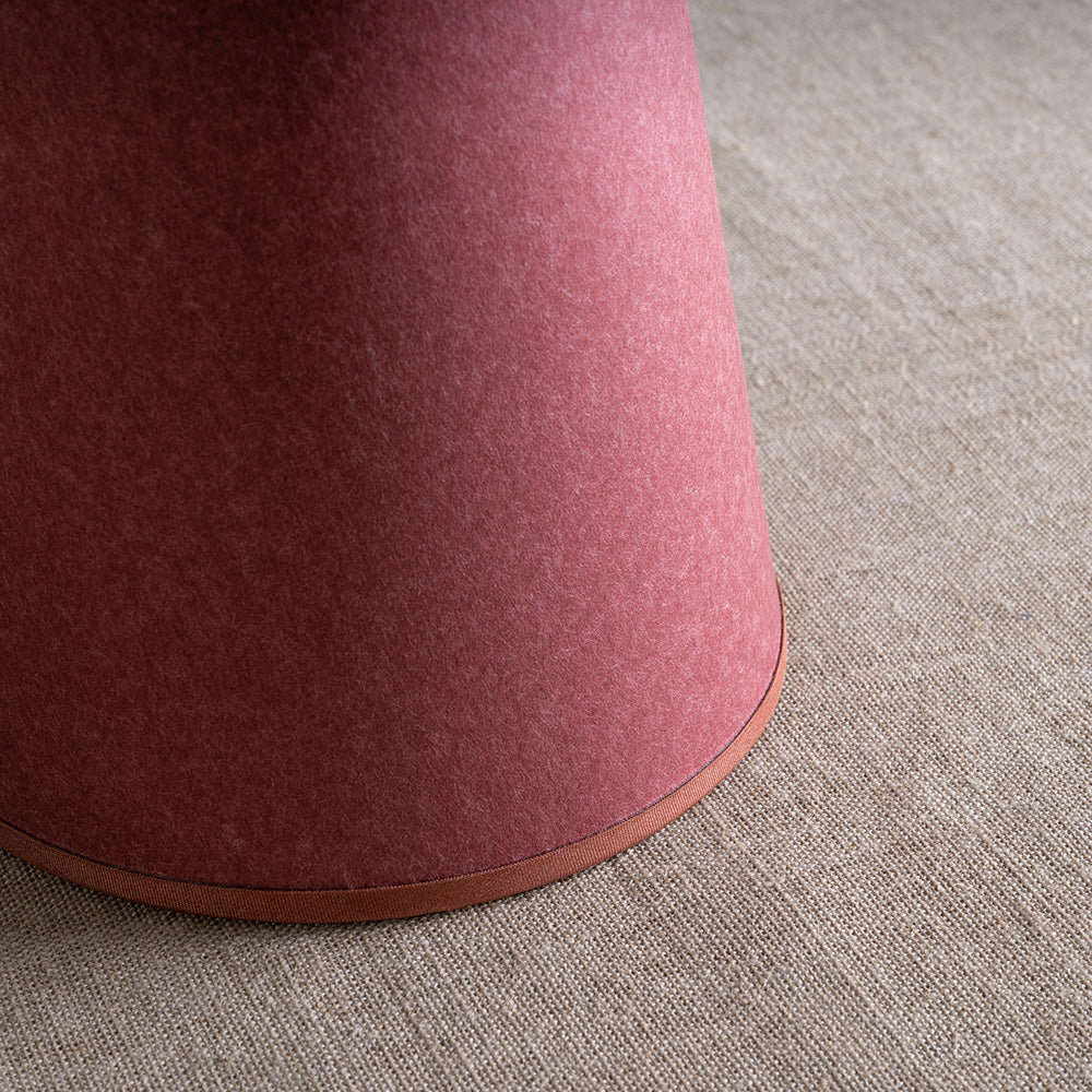  Focused Empire Paper Lamp Shade in Burgundy with Muted Pink Trim, Closeup - Nicola Harding 