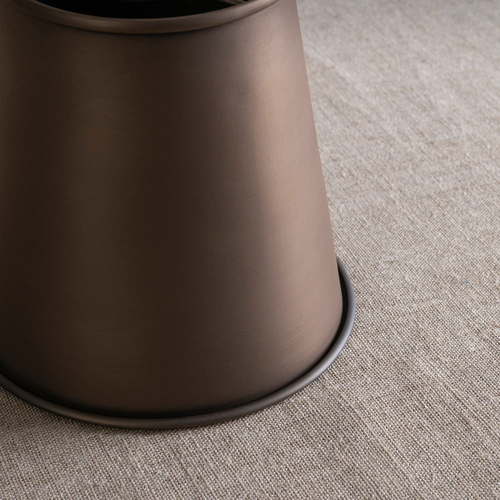 Focused Empire Lamp Shade in Waxed Brass with Rolled Edge, Closeup - Nicola Harding