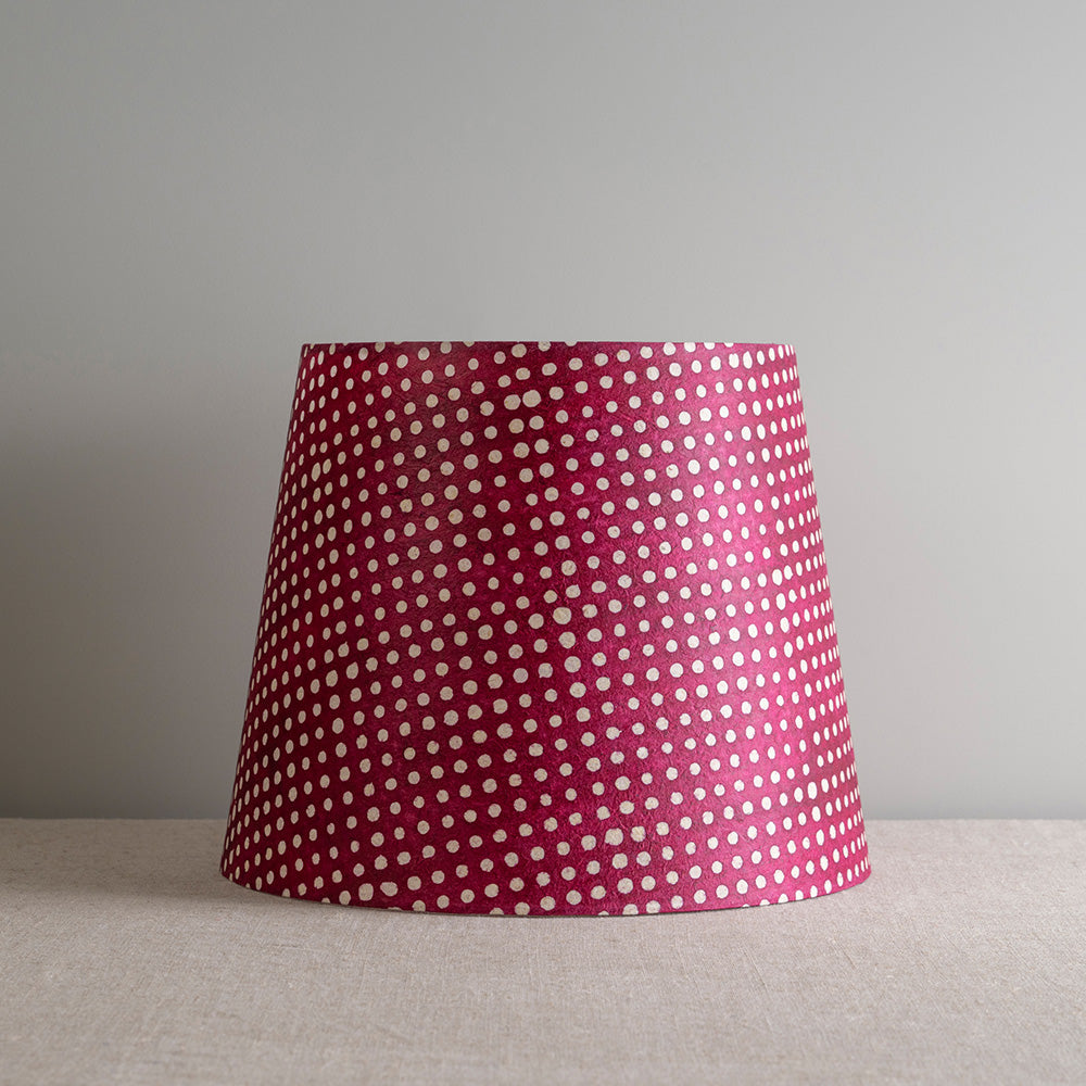  Humbug Straight Empire Batik Paper Lamp Shade in Dotty Maroon, Beautiful Front View - Nicola Harding 