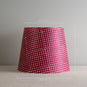  Measurements in 'cm' of Humbug Straight Empire Batik Paper Lamp Shade in Dotty Maroon, Height is 33cm, Top-Width is 30.5cm and Bottom Width is 40cm - Nicola Harding 