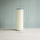 Dimensions of Pipe Up Cylinder Lamp Shade in Soft White with Blue Trim: Height 40cm, Top Width 12cm, Bottom Width 12cm – By NiX