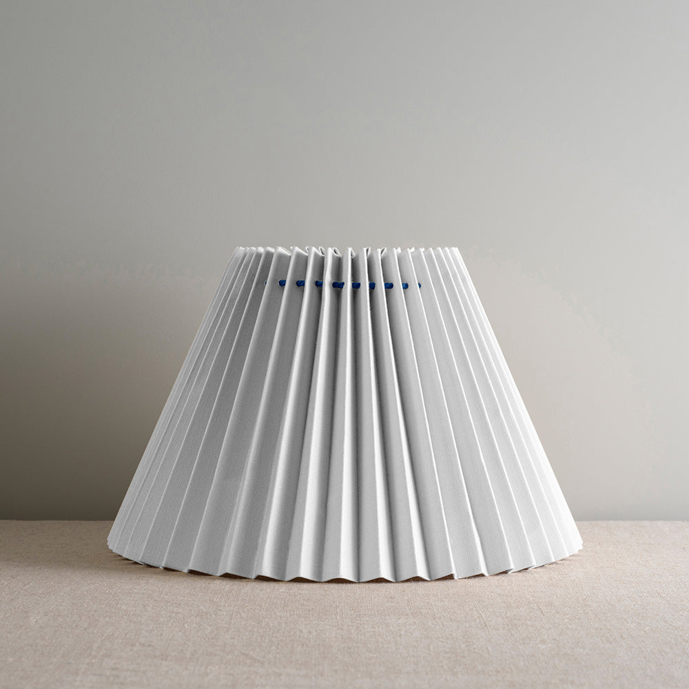  Sunburst Concertina Natural Pleat Lamp Shade with Peacock Blue Cord, Front-View - By NiX 