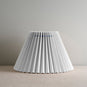  Sunburst Concertina Natural Pleat Lamp Shade with Peacock Blue Cord, Front-View - By NiX 