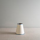 To The Point Paper Empire Lamp Shade in Soft White with Peacock Blue Trim - By NiX