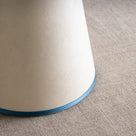 To The Point Paper Empire Lamp Shade in Soft White with Peacock Blue Trim, Closeup - By NiX
