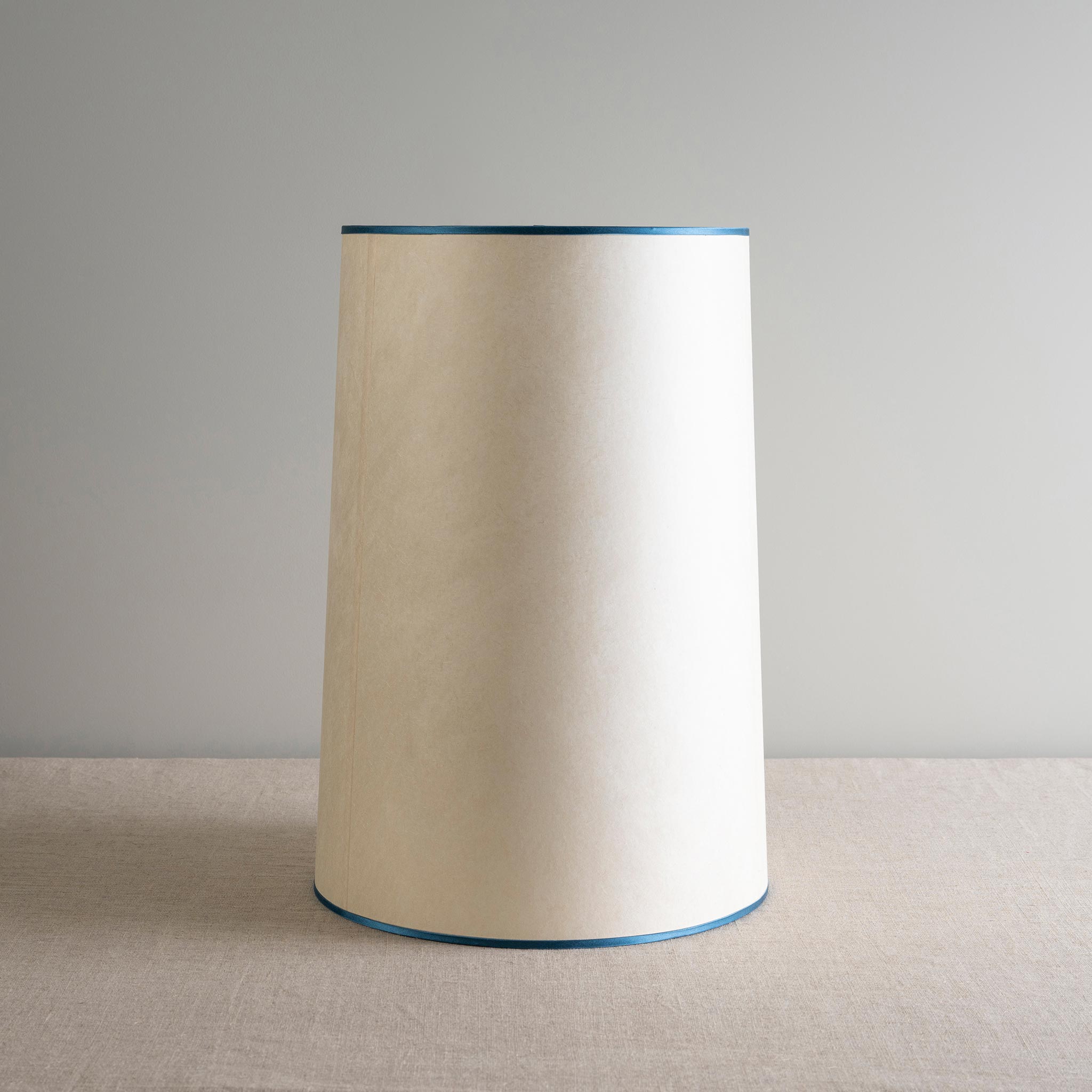  White Tall Lamp Shade With Blue Trim - By NiX London Made 