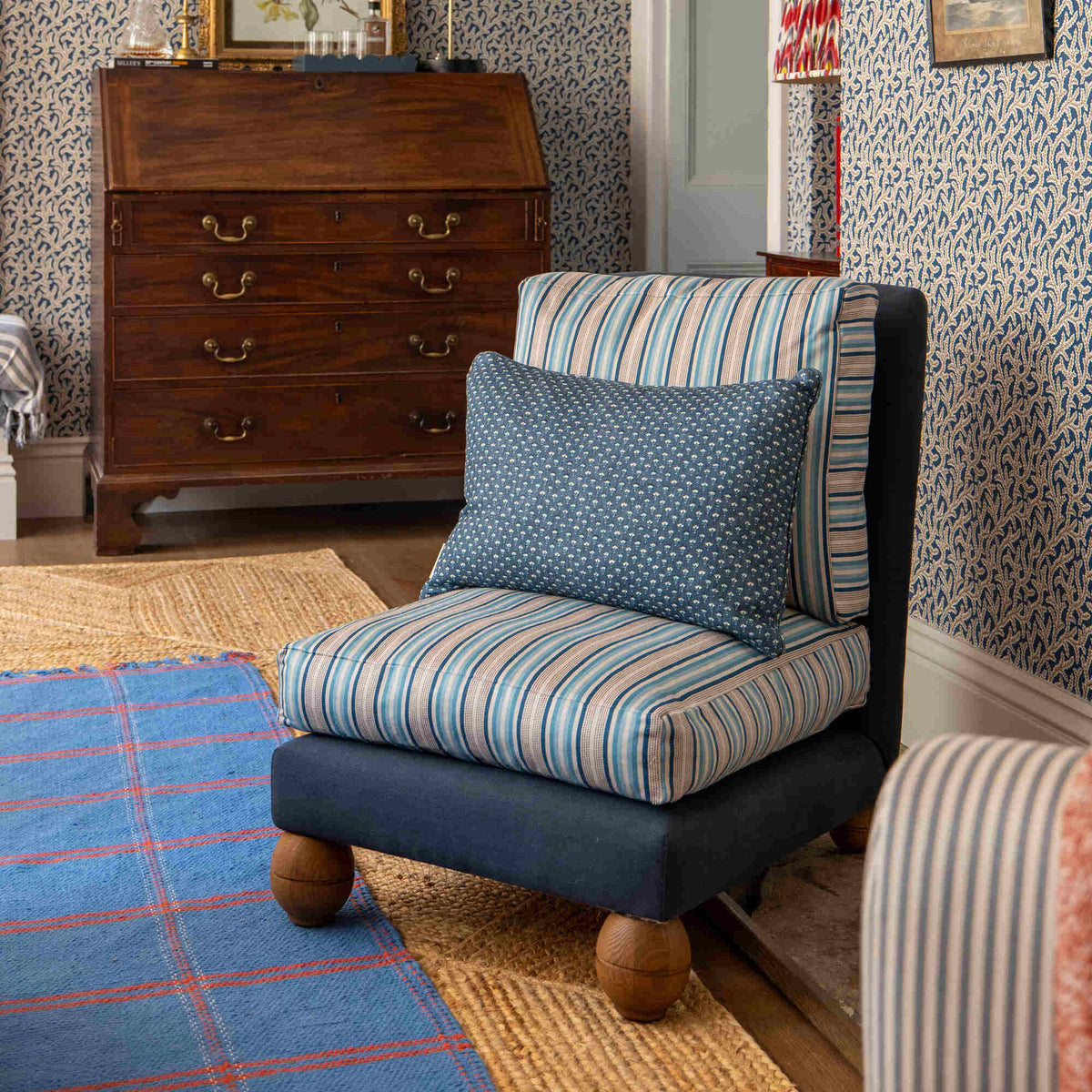 Nicola Harding interior designer styled Perch Armchair in a room with Nicola Harding furniture
