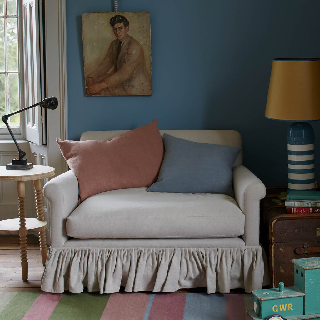  Nicola Harding & Co elegant ticking stripe small sofa reading nook arrangement. 