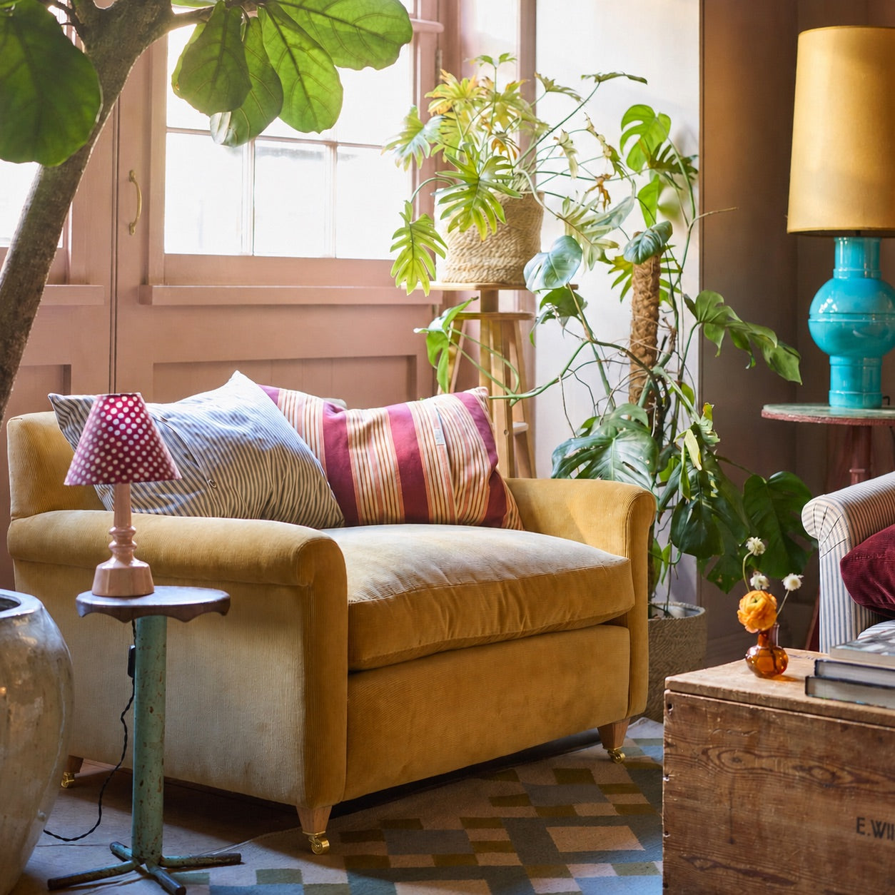  Idler Love seat styled with NiX cushions and table lamps - Nicola Harding Interior 