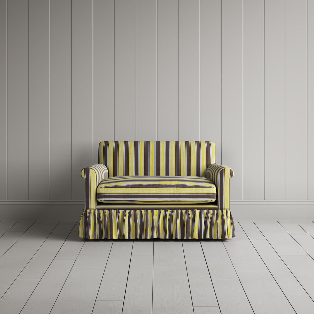 Front View of Curtain Call Love Seat in Regatta Cotton, Custard