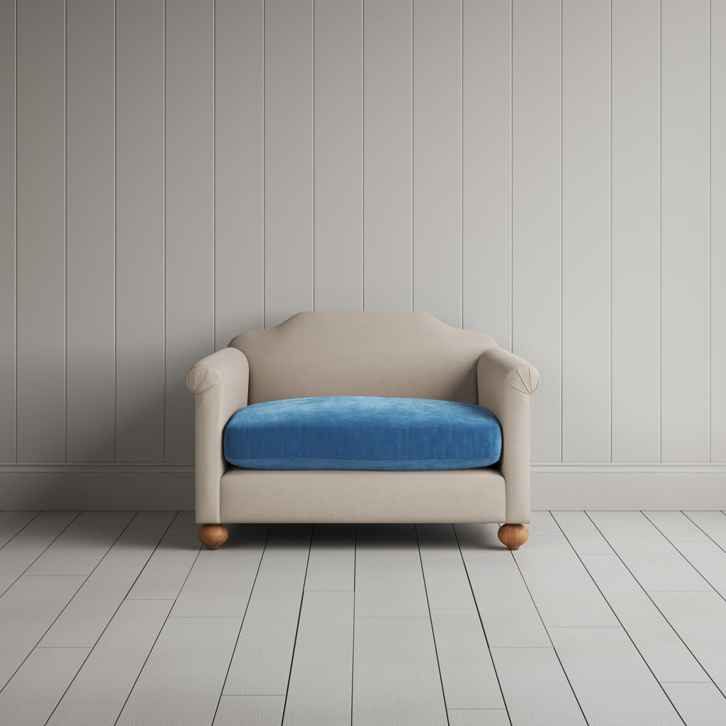 Dolittle Love Seat in Laidback Linen Dove Frame and Classic Corduroy Harbour Blue Seat 