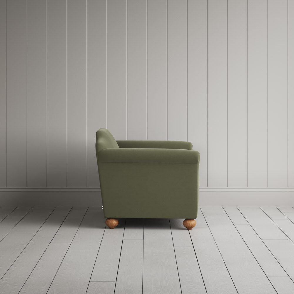  Side View of Dolittle Love Seat in Intelligent Velvet Green Tea 