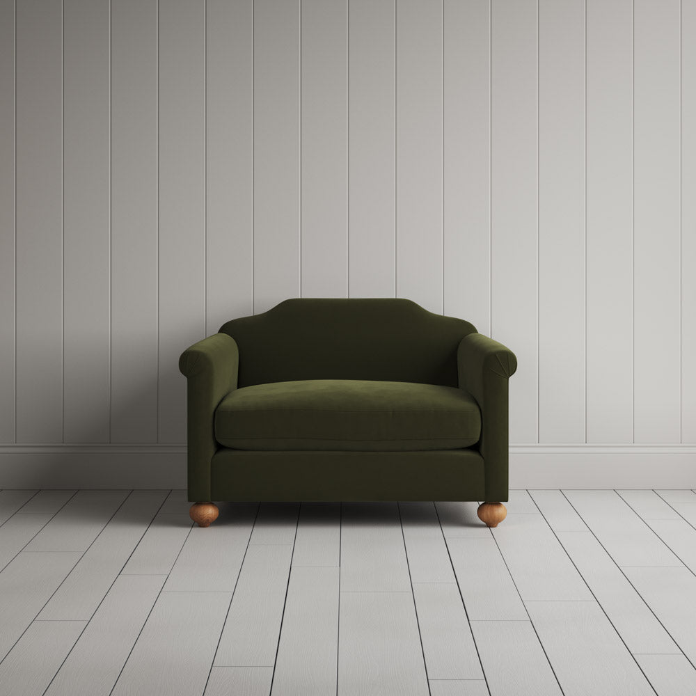 Front View of Dolittle Love Seat in Intelligent Velvet Juniper