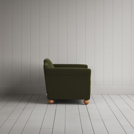 Side View of Dolittle Love Seat in Intelligent Velvet Juniper