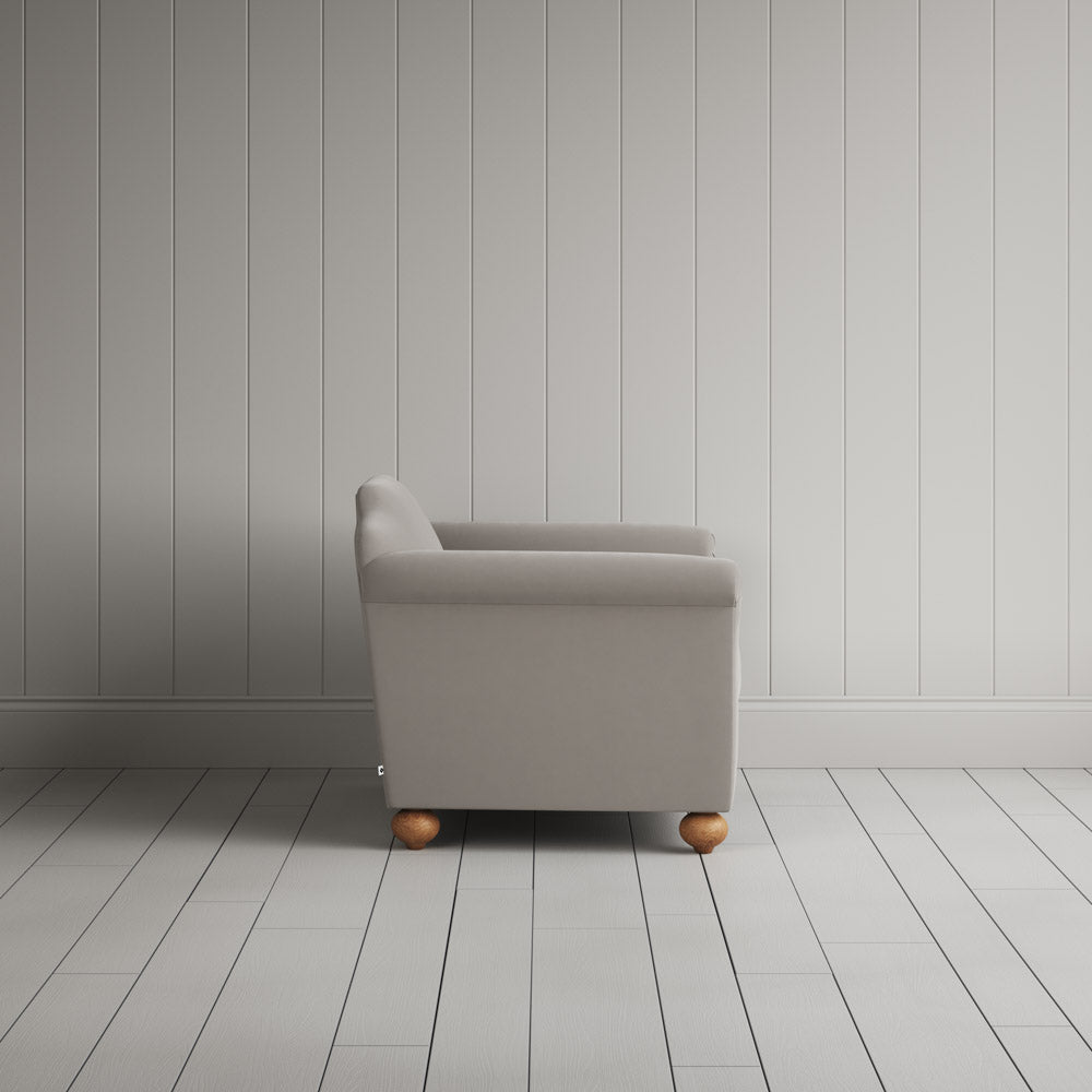 Side View of Dolittle Love Seat in Intelligent Velvet Moonstone