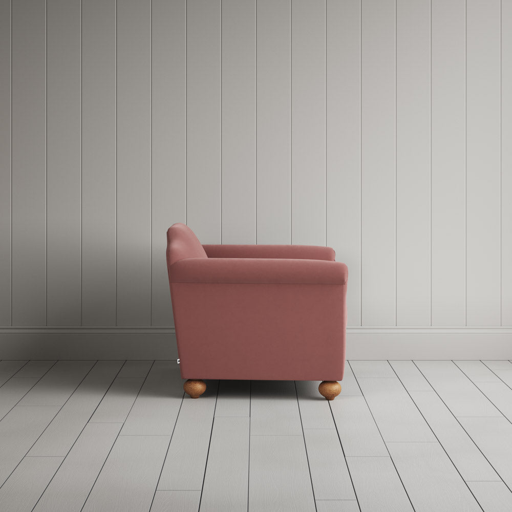  Side Profile of Dolittle Love Seat in Intelligent Velvet Rose 