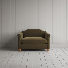 Front View of Dolittle Love Seat in Intelligent Velvet Sepia